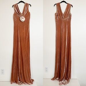 Maria Lucia Hohan Adira Silk Velvet Dress in Nude Size US 12 NEW NWT